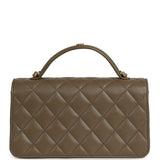 Chanel Trendy Top Handle Clutch with Chain Dark Khaki Caviar Gold Hardware - Thumbnail View 3