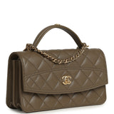 Chanel Trendy Top Handle Clutch with Chain Dark Khaki Caviar Gold Hardware - Thumbnail View 2