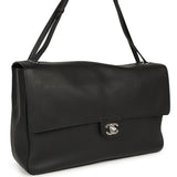 Chanel Maxi "Souplissimo" Large Flap Bag Black Grained Calfskin Silver Hardware - Thumbnail View 2
