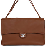Chanel Maxi "Souplissimo" Large Flap Bag Camel Grained Calfskin Silver Hardware - Thumbnail View 1