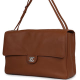Chanel Maxi "Souplissimo" Large Flap Bag Camel Grained Calfskin Silver Hardware - Thumbnail View 5
