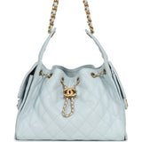 Pre-owned Chanel Small 25 Hobo Bag Light Blue Caviar Antique Gold Hardware - Thumbnail View 1