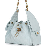 Pre-owned Chanel Small 25 Hobo Bag Light Blue Caviar Antique Gold Hardware - Thumbnail View 5