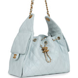 Pre-owned Chanel Small 25 Hobo Bag Light Blue Caviar Antique Gold Hardware - Thumbnail View 2