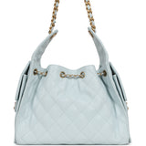 Pre-owned Chanel Small 25 Hobo Bag Light Blue Caviar Antique Gold Hardware - Thumbnail View 4