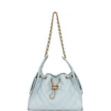 Pre-owned Chanel Small 25 Hobo Bag Light Blue Caviar Antique Gold Hardware - Thumbnail View 6