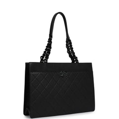Chanel Large "My Everything" Shopping Tote So Black Caviar Black Hardware