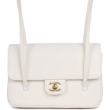 Chanel Small Preppy Coco Flap Bag White Shiny Caviar Brushed Gold Hardware - Thumbnail View 1