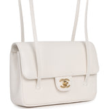 Chanel Small Preppy Coco Flap Bag White Shiny Caviar Brushed Gold Hardware - Thumbnail View 2