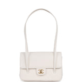 Chanel Small Preppy Coco Flap Bag White Shiny Caviar Brushed Gold Hardware - Thumbnail View 7