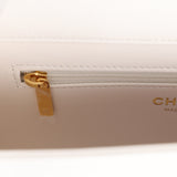 Chanel Small Preppy Coco Flap Bag White Shiny Caviar Brushed Gold Hardware - Thumbnail View 9