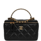 Chanel Small Top Handle Vanity Case Black Caviar Antique Gold Hardware - Thumbnail View 1