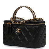 Chanel Small Top Handle Vanity Case Black Caviar Antique Gold Hardware - Thumbnail View 5
