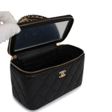 Chanel Small Top Handle Vanity Case Black Caviar Antique Gold Hardware - Thumbnail View 7