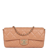 Chanel East West CC Pearl Clutch with Chain Beige Shiny Lambskin Gold Hardware - Thumbnail View 1