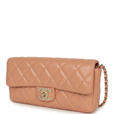 Chanel East West CC Pearl Clutch with Chain Beige Shiny Lambskin Gold Hardware - Thumbnail View 5
