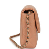 Chanel East West CC Pearl Clutch with Chain Beige Shiny Lambskin Gold Hardware - Thumbnail View 3