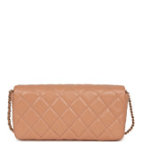 Chanel East West CC Pearl Clutch with Chain Beige Shiny Lambskin Gold Hardware - Thumbnail View 4
