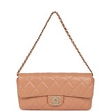 Chanel East West CC Pearl Clutch with Chain Beige Shiny Lambskin Gold Hardware - Thumbnail View 7