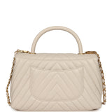 Chanel Medium Chevron Coco Handle Ivory Aged Calfskin Antique Gold Hardware - Thumbnail View 4
