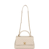 Chanel Medium Chevron Coco Handle Ivory Aged Calfskin Antique Gold Hardware - Thumbnail View 7