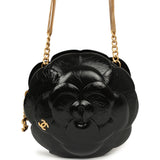 Chanel Camellia Round Clutch with Chain Black Patent Aged Calfskin Brushed Gold Hardware - Thumbnail View 1