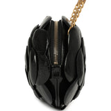 Chanel Camellia Round Clutch with Chain Black Patent Aged Calfskin Brushed Gold Hardware - Thumbnail View 5