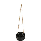Chanel Camellia Round Clutch with Chain Black Patent Aged Calfskin Brushed Gold Hardware - Thumbnail View 8