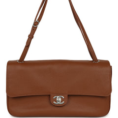 Chanel Maxi "Souplissimo" Small Flap Bag Camel Grained Calfskin Silver Hardware