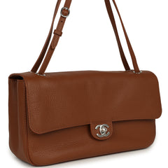 Chanel Maxi "Souplissimo" Small Flap Bag Camel Grained Calfskin Silver Hardware