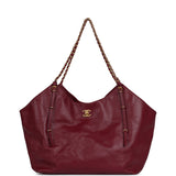 Chanel Maxi Coco Shopping Bag Burgundy Shiny Calfskin Antique Gold Hardware - Thumbnail View 1