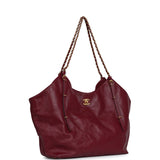 Chanel Maxi Coco Shopping Bag Burgundy Shiny Calfskin Antique Gold Hardware - Thumbnail View 2