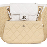 Chanel Large Shopping Tote Bag Light Beige Raffia, White Lambskin Light Gold Hardware - Thumbnail View 8