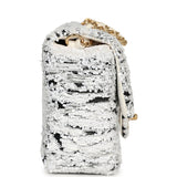 Chanel Mini Rectangular Flap Bag White, Black Sequins Gold Hardware - Thumbnail View 3