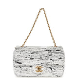 Chanel Mini Rectangular Flap Bag White, Black Sequins Gold Hardware - Thumbnail View 7