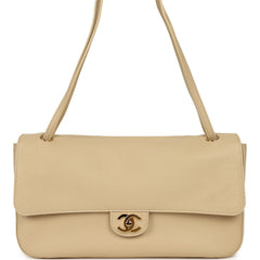 Chanel Maxi "Souplissimo" Small Flap Bag Light Beige Grained Calfskin Gold Hardware