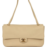 Chanel Maxi "Souplissimo" Small Flap Bag Light Beige Grained Calfskin Gold Hardware - Thumbnail View 1