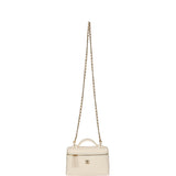Chanel "Supple" Top Handle Long Vanity Case with Chain White Grained Calfskin Gold Hardware - Thumbnail View 7