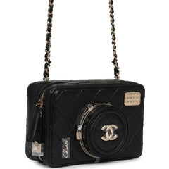 Chanel Coco Click Camera Bag Black Lambskin Light Gold Hardware