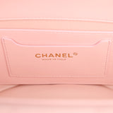 Chanel Small Shopping Tote Bag Beige Raffia and Light Pink Lambskin Light Gold Hardware - Thumbnail View 8