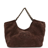 Chanel Small CC Cabas Hobo Bag Dark Brown Suede Gold Hardware - Thumbnail View 1
