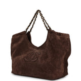 Chanel Small CC Cabas Hobo Bag Dark Brown Suede Gold Hardware - Thumbnail View 5