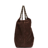 Chanel Small CC Cabas Hobo Bag Dark Brown Suede Gold Hardware - Thumbnail View 3