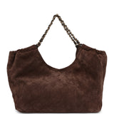 Chanel Small CC Cabas Hobo Bag Dark Brown Suede Gold Hardware - Thumbnail View 4