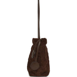 Chanel CC Drawstring Clutch Bag with Leather Strap Dark Brown Suede Gold Hardware - Thumbnail View 3
