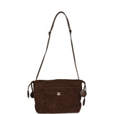 Chanel CC Drawstring Clutch Bag with Leather Strap Dark Brown Suede Gold Hardware - Thumbnail View 8