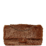 Chanel Maxi "Souplissimo" Small Flap Bag Brown Shearling Lambskin Gold Hardware - Thumbnail View 1