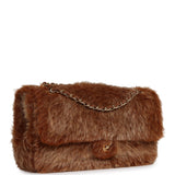 Chanel Maxi "Souplissimo" Small Flap Bag Brown Shearling Lambskin Gold Hardware - Thumbnail View 2