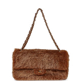 Chanel Maxi "Souplissimo" Small Flap Bag Brown Shearling Lambskin Gold Hardware - Thumbnail View 7