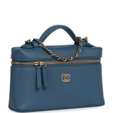 Chanel "Supple" Top Handle Long Vanity Case with Chain  Dark Blue Grained Calfskin Gold Hardware - Thumbnail View 2